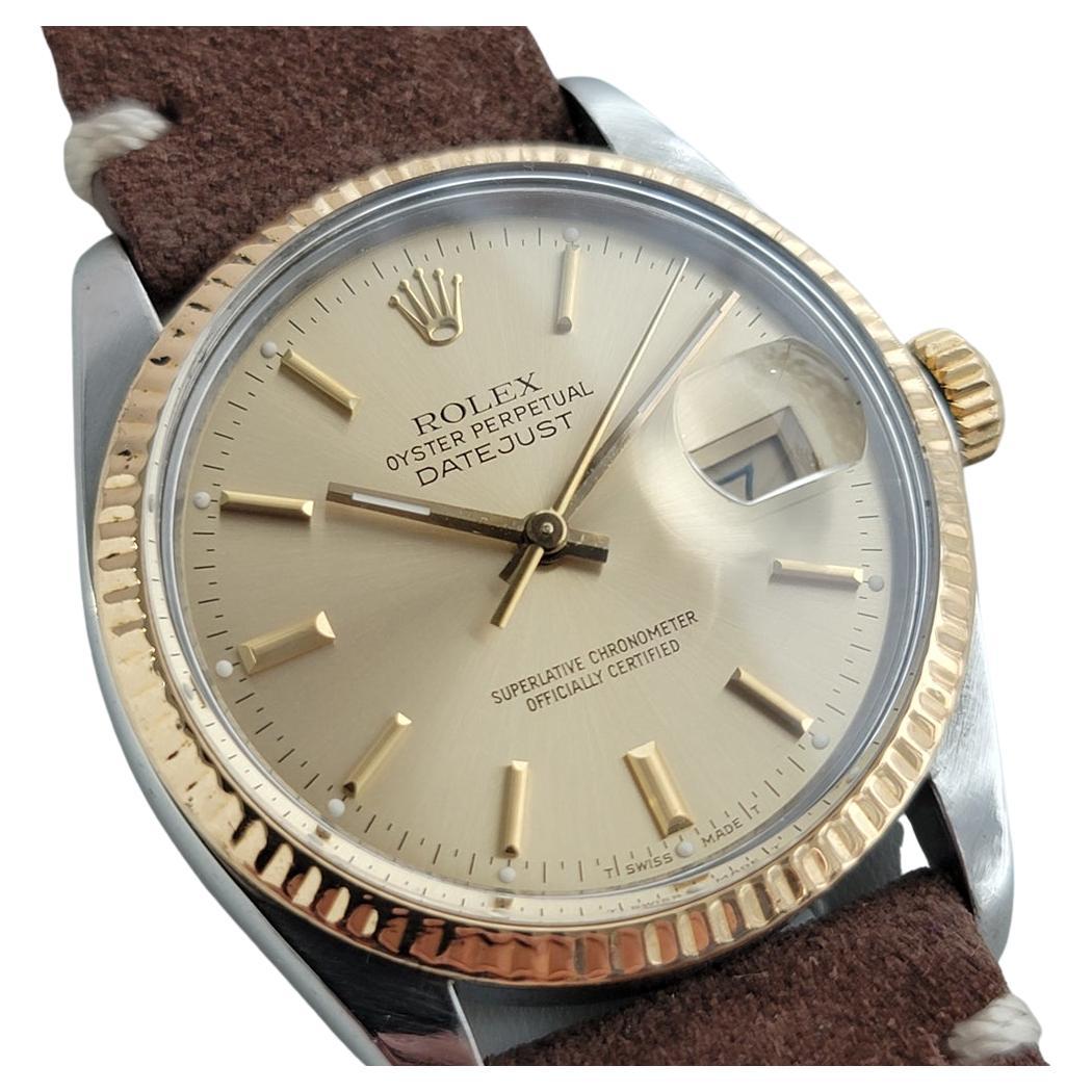 Herren Rolex Oyster Datejust Ref 16013 18k SS Automatik Schweizer 1980er Jahre RJC177 im Angebot