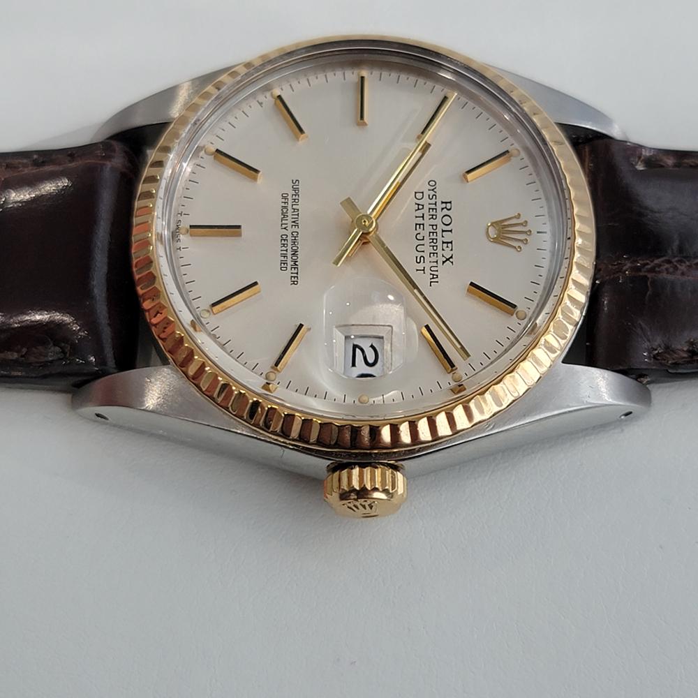 Mens Rolex Oyster Datejust Ref 16013 18k Gold SS Automatic 1980s RA270B In Excellent Condition In Beverly Hills, CA