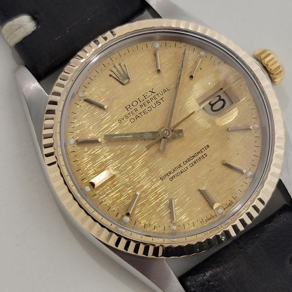 Mens Rolex Oyster Datejust Ref 16013 36mm 18k SS Automatic 1970s Vintage RA393B In Excellent Condition For Sale In Beverly Hills, CA