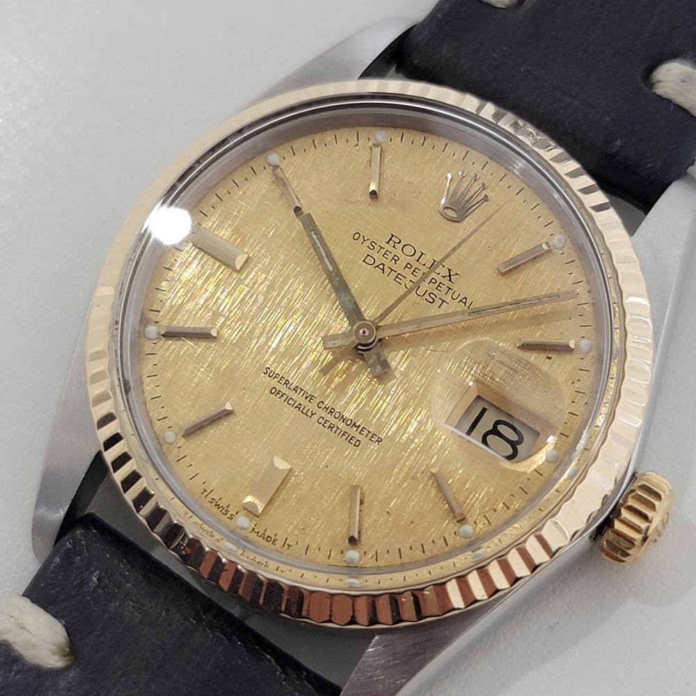 Men's Mens Rolex Oyster Datejust Ref 16013 36mm 18k SS Automatic 1970s Vintage RA393B For Sale