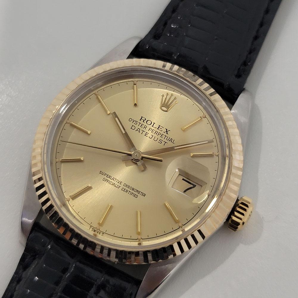 Mens Rolex Oyster Datejust Ref 16013 18k SS Automatic 1980s RJC184B In Excellent Condition For Sale In Beverly Hills, CA