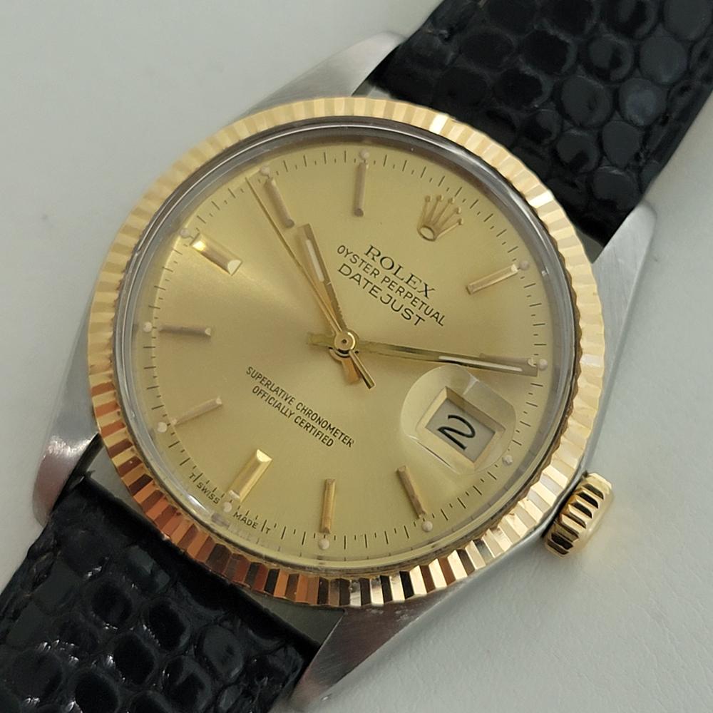 Men's Mens Rolex Oyster Datejust Ref 16013 36mm 18k SS Automatic 1980s Swiss NA103 For Sale