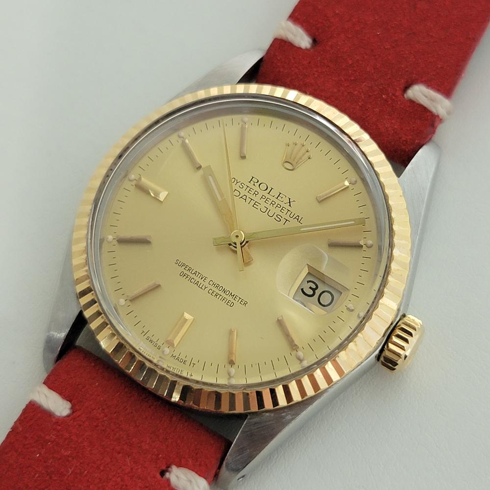 Men's Mens Rolex Oyster Datejust Ref 16013 36mm 18k SS Automatic 1980s Swiss NA103R For Sale