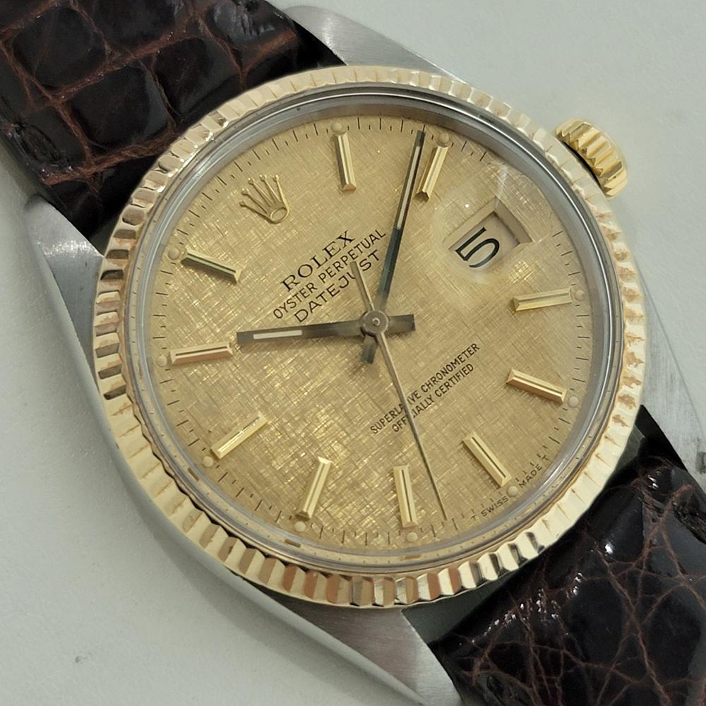 Mens Rolex Oyster Datejust Ref 16013 36mm 18k SS Automatic 1980s Swiss NA105B In Excellent Condition In Beverly Hills, CA