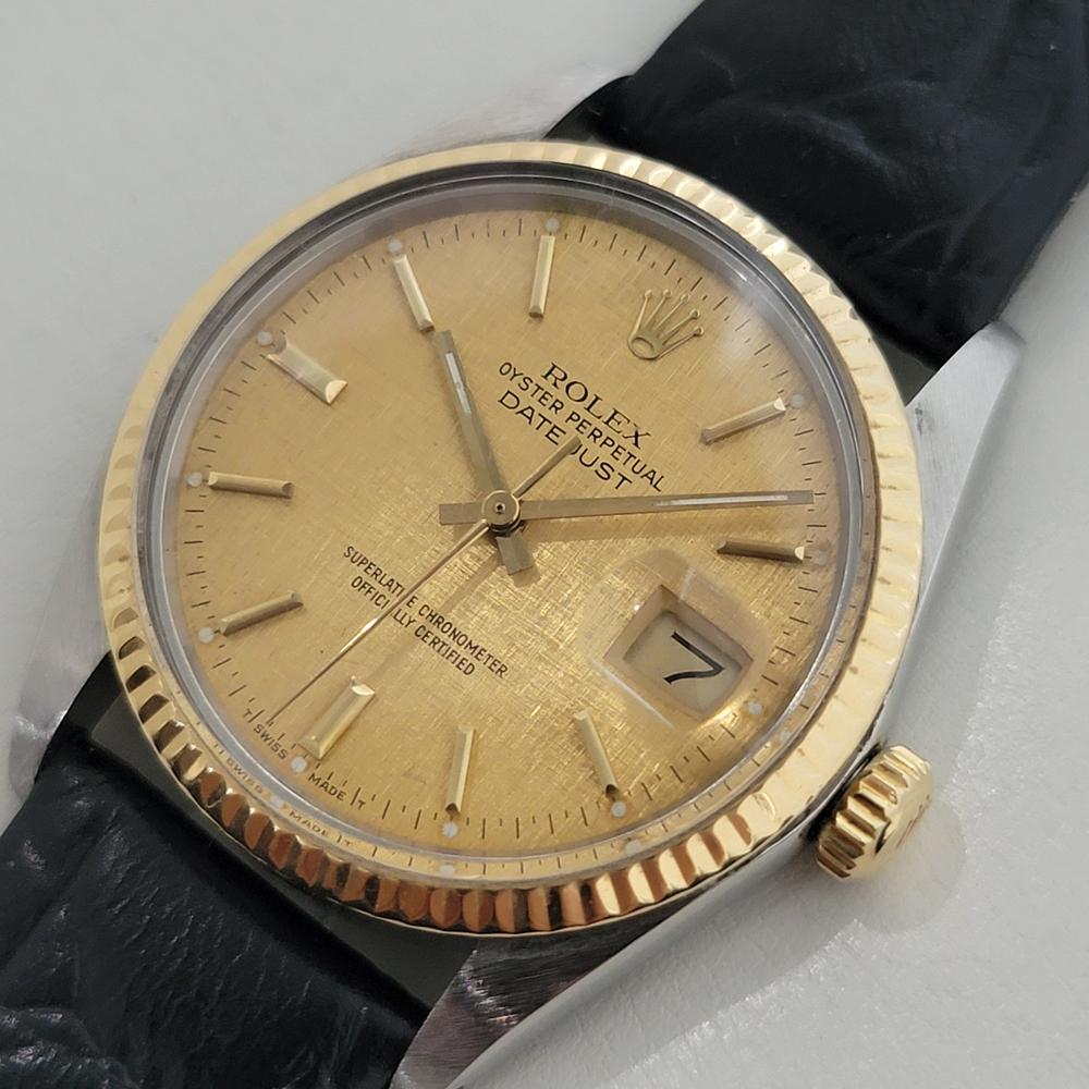 Men's Mens Rolex Oyster Datejust Ref 16013 36mm 18k SS Automatic 1980s Swiss NA106 For Sale