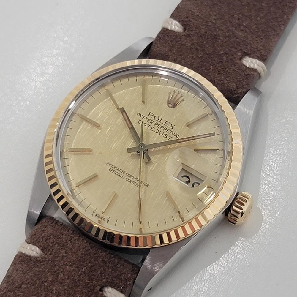 Men's Mens Rolex Oyster Datejust Ref 16013 36mm 18k SS Automatic 1980s Swiss RA395 For Sale