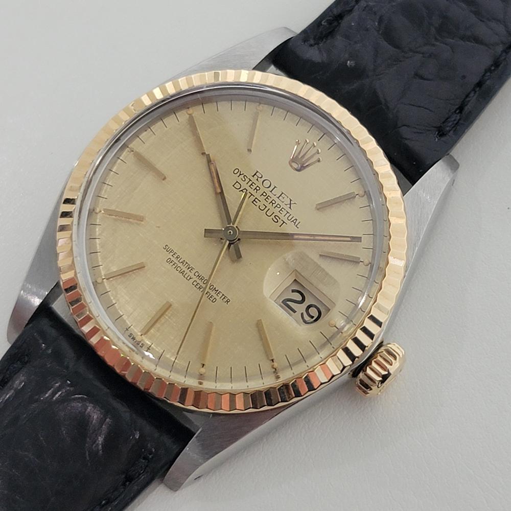 Men's Mens Rolex Oyster Datejust Ref 16013 36mm 18k SS Automatic 1980s Swiss RA395B For Sale