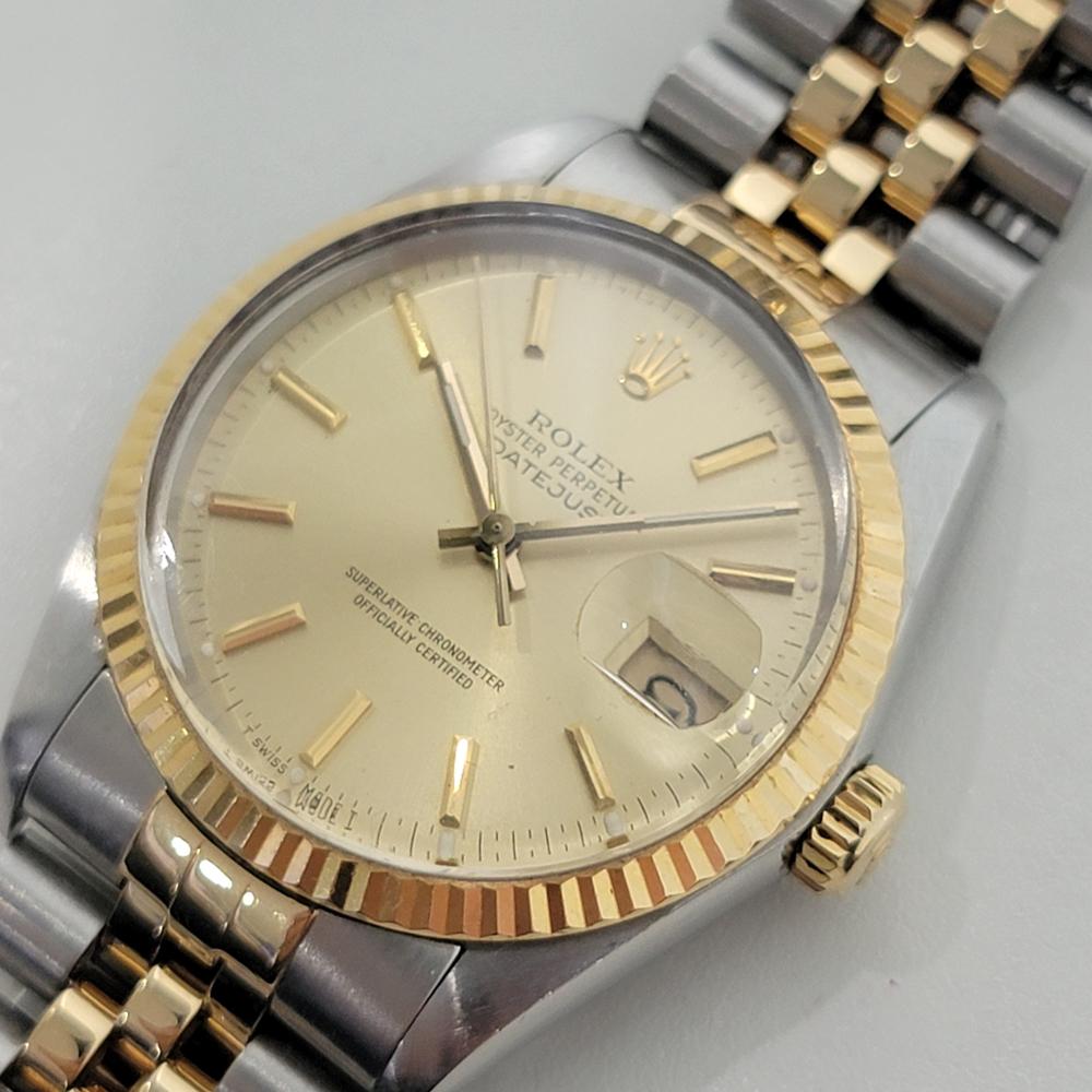 Men's Mens Rolex Oyster Datejust Ref 16013 36mm 18k SS Automatic 1980s Swiss RA396 For Sale