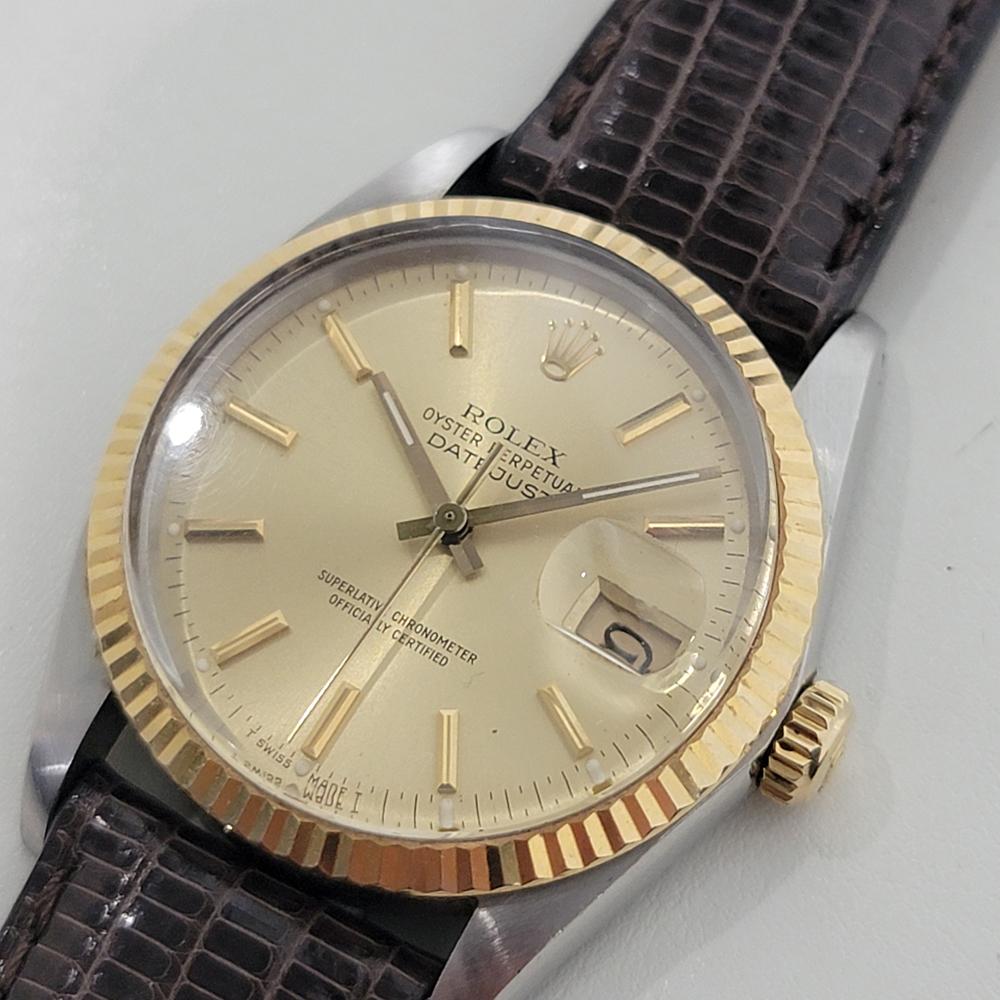 Men's Mens Rolex Oyster Datejust Ref 16013 36mm 18k SS Automatic 1980s Swiss RA396B For Sale