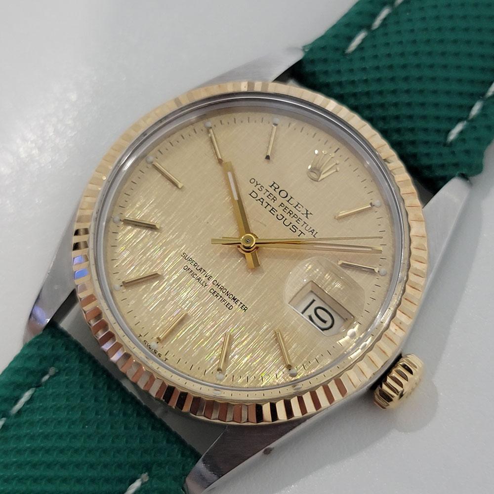 Mens Rolex Oyster Datejust Ref 16013 18k SS Automatic 1980s Swiss RJC176G In Excellent Condition For Sale In Beverly Hills, CA
