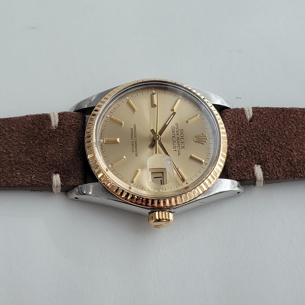 Mens Rolex Oyster Datejust Ref 16013 18k SS Automatic 1980s Swiss RJC177 In Excellent Condition In Beverly Hills, CA