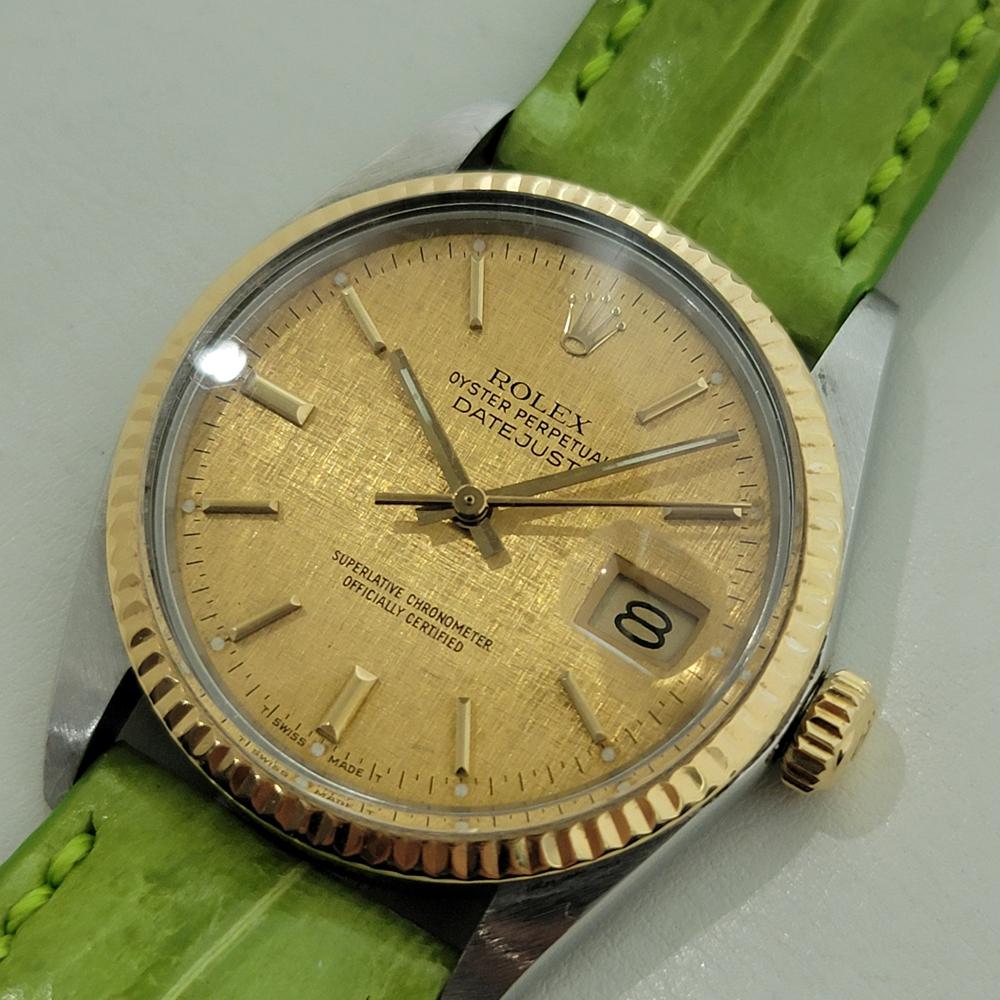 Men's Mens Rolex Oyster Datejust Ref 16013 36mm 18k SS Automatic 1980s Vintage NA106G For Sale