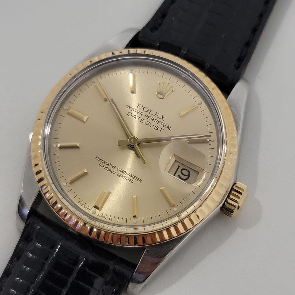 Mens Rolex Oyster Datejust Ref 16013 18k SS Automatic 1980s Vintage RJC177B In Excellent Condition For Sale In Beverly Hills, CA