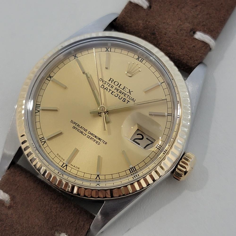 Men's Mens Rolex Oyster Datejust Ref 16013 36mm 18k SS Date Automatic 1980s NA107
