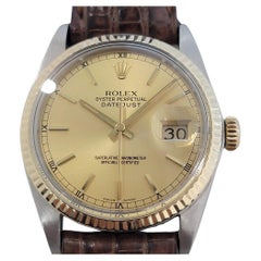 Mens Rolex Oyster Datejust Ref 16013 36mm 18k SS Date Automatic 1980s NA107B