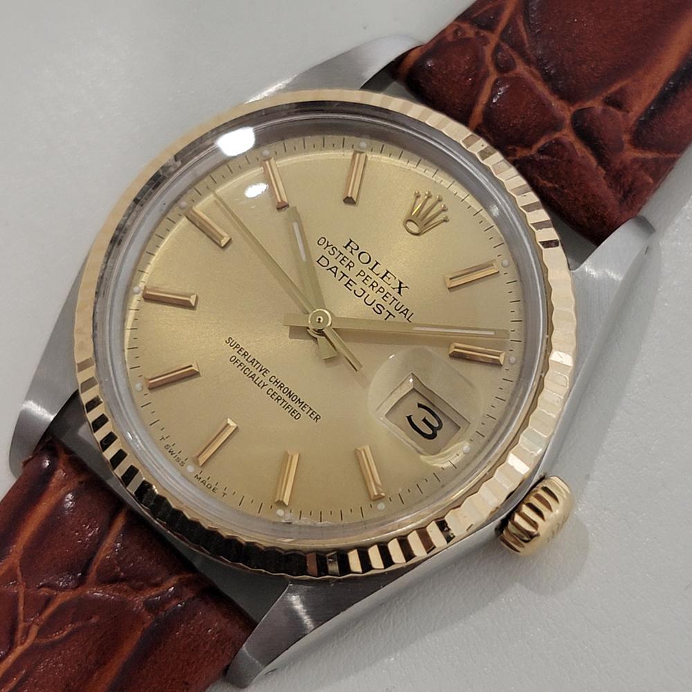 Men's Mens Rolex Oyster Datejust Ref 16013 36mm 18k SS Date Automatic 1980s RA397 For Sale