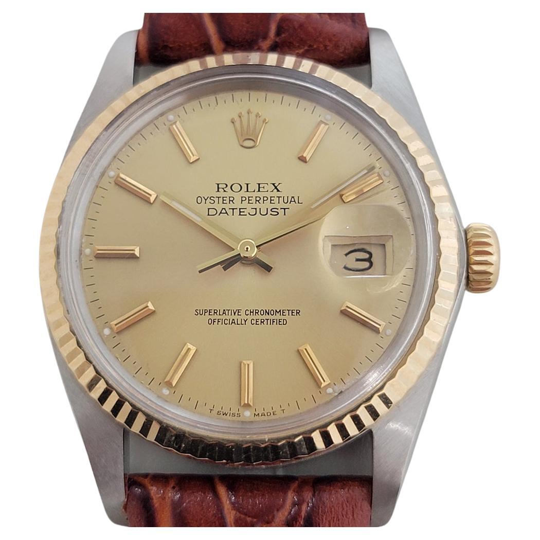 Mens Rolex Oyster Datejust Ref 16013 36mm 18k SS Date Automatic 1980s RA397
