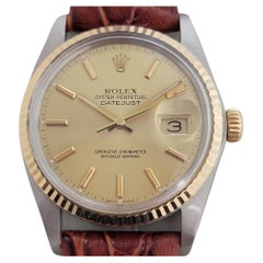 Mens Rolex Oyster Datejust Ref 16013 36mm 18k SS Date Automatic 1980s RA397