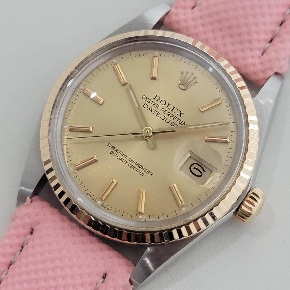 Men's Mens Rolex Oyster Datejust Ref 16013 36mm 18k SS Date Automatic 1980s RA397P For Sale
