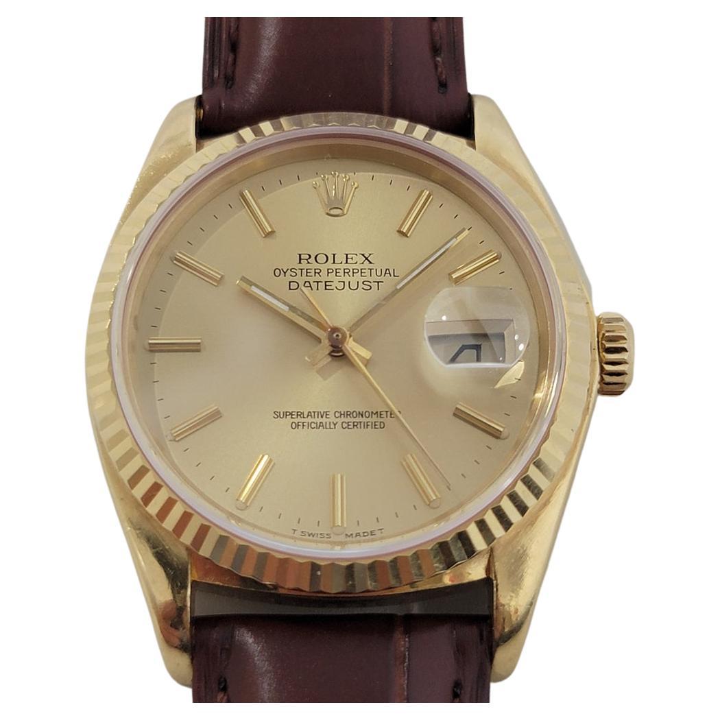 Mens Rolex Oyster Datejust Ref 16018 18k Solid Gold Automatic 1980s
