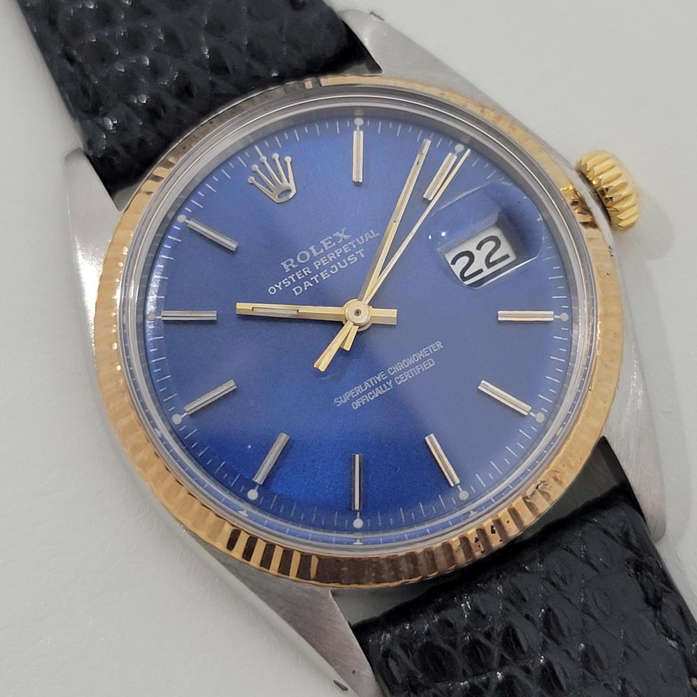 Herren Rolex Oyster Datejust Ref 1603 36mm 18k Gold SS Automatik 1970er Jahre RJC140B im Zustand „Hervorragend“ in Beverly Hills, CA