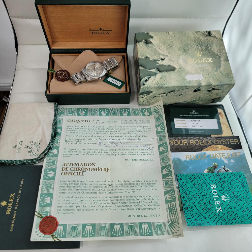 Mens Rolex Oyster Datejust w orig Tags, Box, Papers Ref 16220 Auto 1980s RA302 5