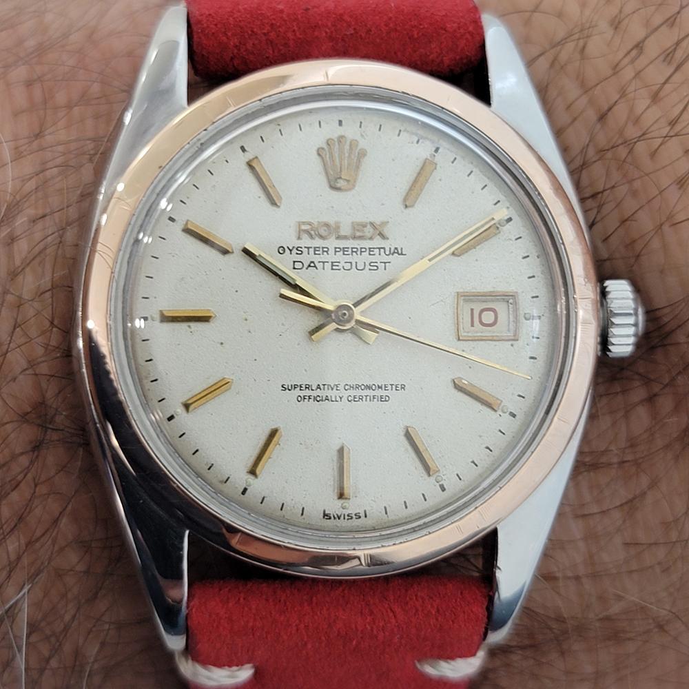 Mens Rolex Oyster Datejust Ref 6075 14k SS Automatic 1950s Vintage Swiss RJC157 9
