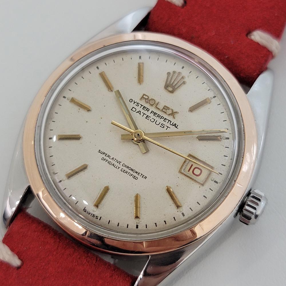 De los hombres Mens Rolex Oyster Datejust Ref 6075 14k SS Automatic 1950s Vintage Swiss RJC157