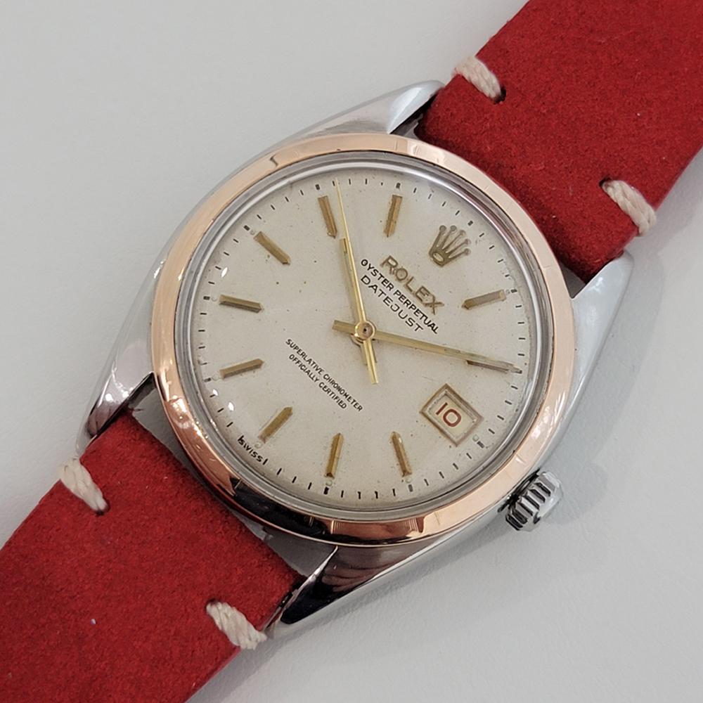 Mens Rolex Oyster Datejust Ref 6075 14k SS Automatic 1950s Vintage Swiss RJC157 1
