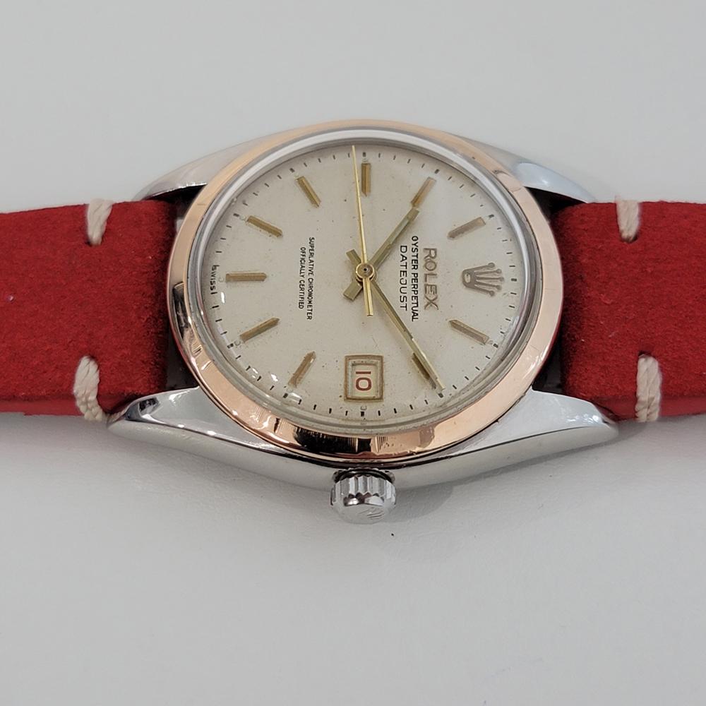 Mens Rolex Oyster Datejust Ref 6075 14k SS Automatic 1950s Vintage RJC157 In Excellent Condition In Beverly Hills, CA