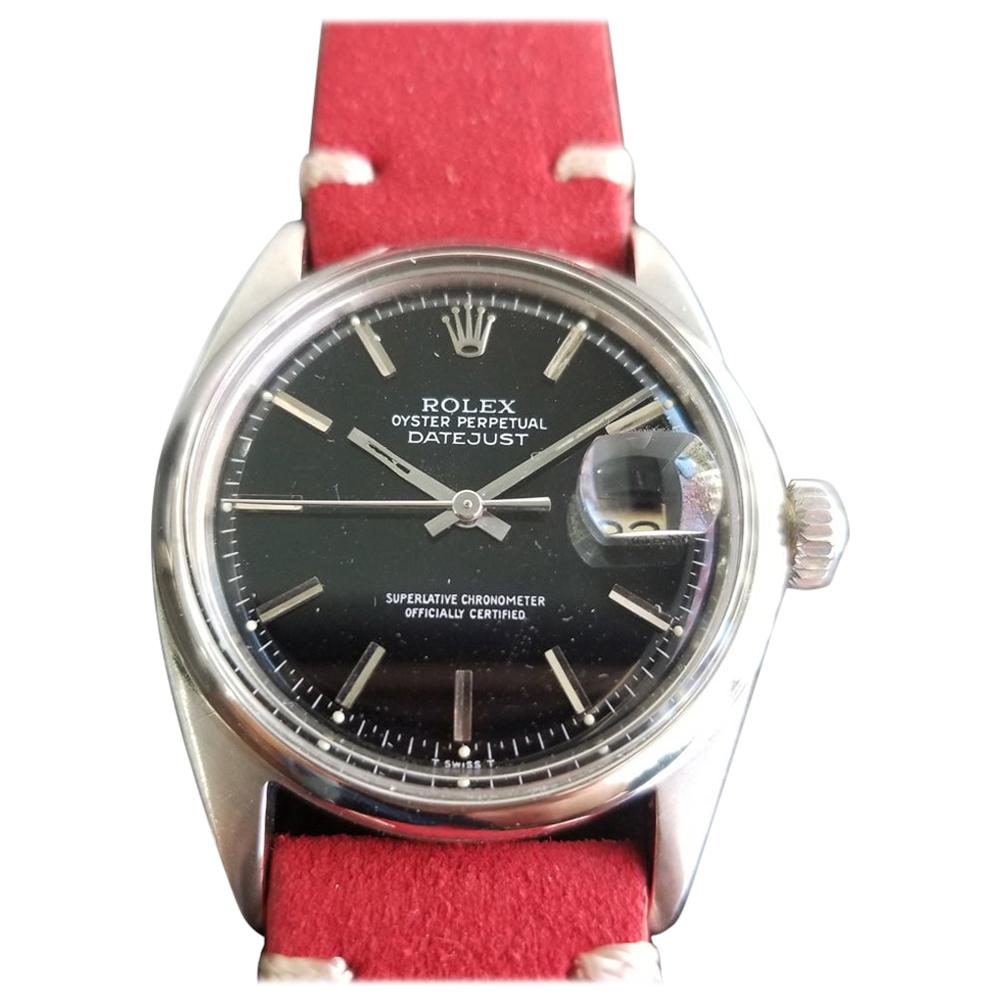 Mens Rolex Oyster Datejust 1601 36mm Automatic 1960s Swiss Vintage RA131RED
