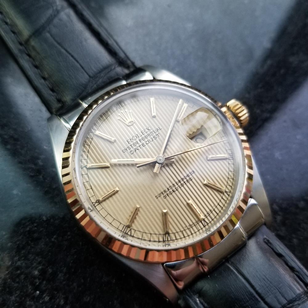 Mens Rolex Oyster Datejust Ref.16013 18k & SS Automatic, c.1980s Swiss NS30 In Excellent Condition In Beverly Hills, CA