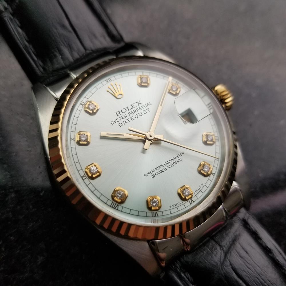 Mens Rolex Oyster Datejust Ref.16014 18k & SS Automatic, c.1970s Swiss NS32 In Excellent Condition In Beverly Hills, CA