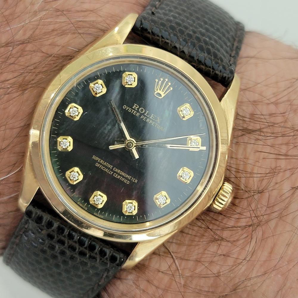 Mens Rolex Oyster Perpetual 1002 34mm 18k Automatic Diamond MOP dial 1960s RA382 9