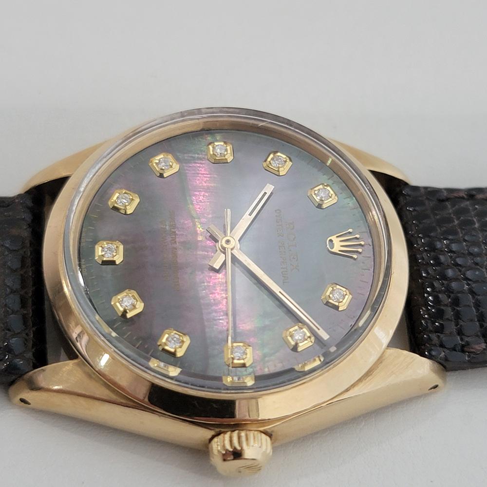 Mens Rolex Oyster Perpetual 1002 34mm 18k Automatic Diamond MOP dial 1960s RA382 1