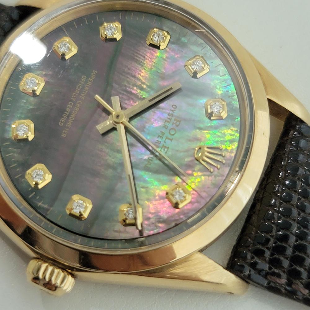 Mens Rolex Oyster Perpetual 1002 34mm 18k Automatic Diamond MOP dial 1960s RA382 2
