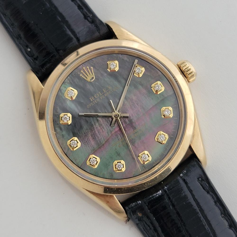 Men's Mens Rolex Oyster Perpetual 1002 34mm 18k Automatic MOP dial 1960s Swiss RA382B