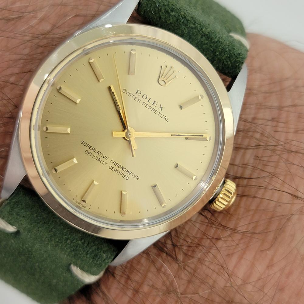 Mens Rolex Oyster Perpetual 1002 34mm Gold Bezel Automatic 1960s Vintage RA378G For Sale 6