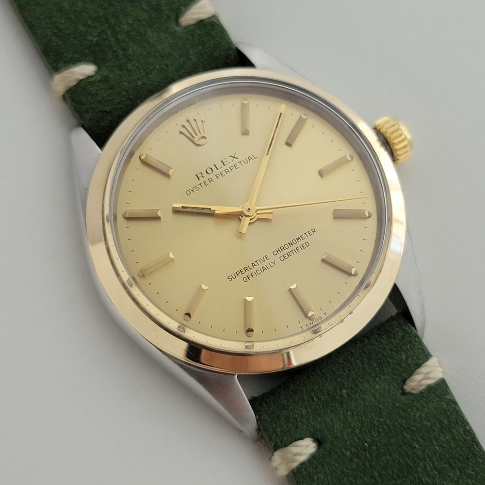 Rolex Montre Oyster Perpetual 1002 automatique avec lunette en or 34 mm, années 1960, vintage, RA378G Excellent état - En vente à Beverly Hills, CA