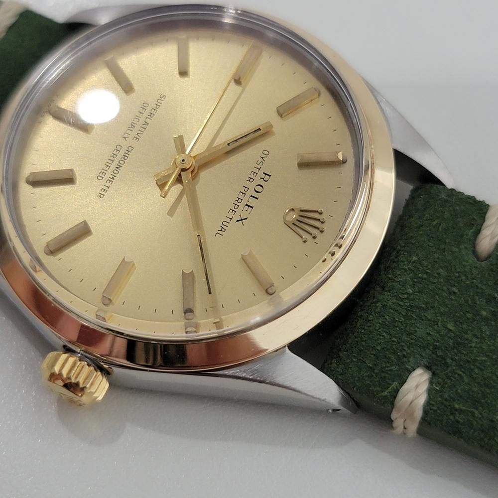 Mens Rolex Oyster Perpetual 1002 34mm Gold Bezel Automatic 1960s Vintage RA378G In Excellent Condition For Sale In Beverly Hills, CA