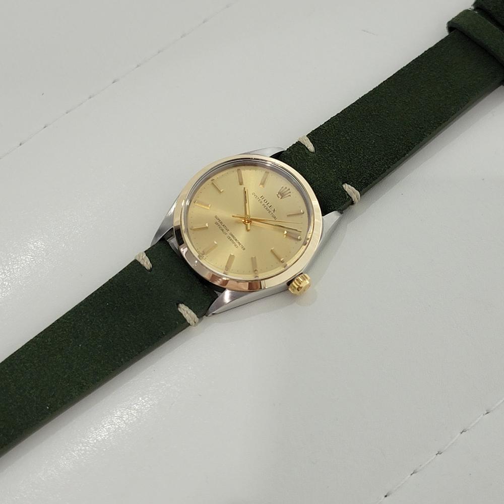 Men's Mens Rolex Oyster Perpetual 1002 34mm Gold Bezel Automatic 1960s Vintage RA378G For Sale