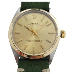 Mens Rolex Oyster Perpetual 1002 34mm Gold Bezel Automatic 1960s Vintage RA378G
