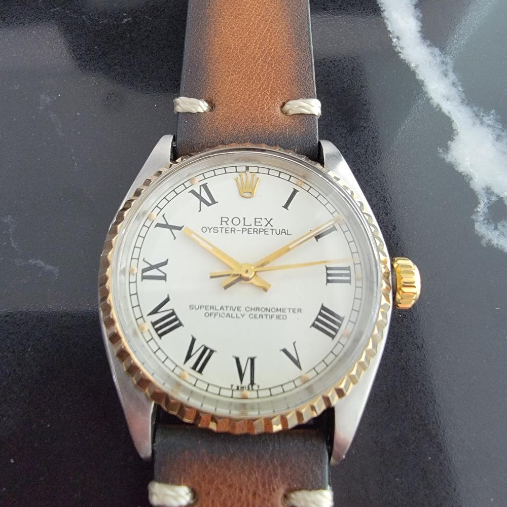 Mens Rolex Oyster Perpetual 1003 18ct Gold and SS Automatic 1960s RA216 In Excellent Condition In Beverly Hills, CA