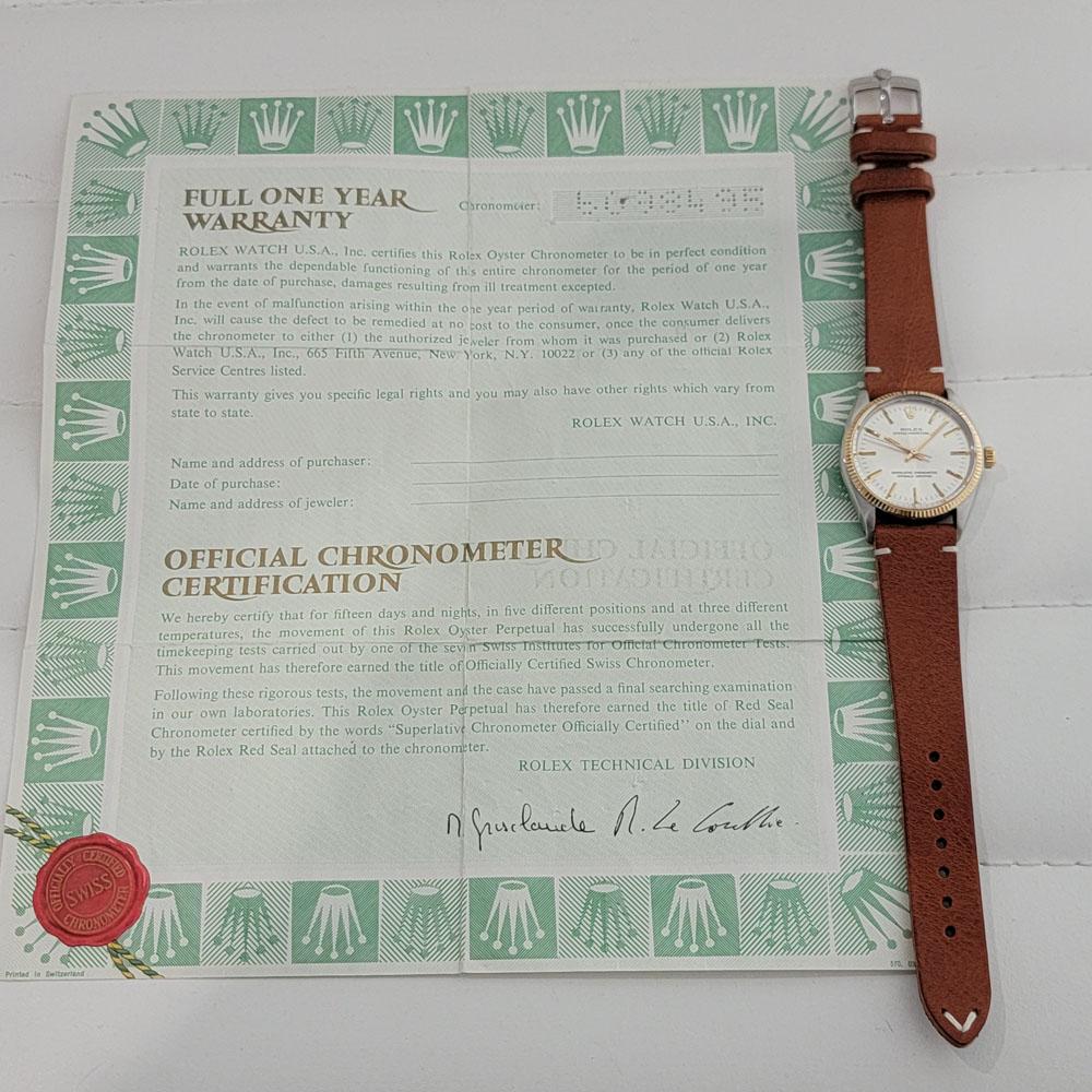 Rolex Oyster Perpetual 1005 Oro 14k SS Automatico 1970s con documenti RA181T 9