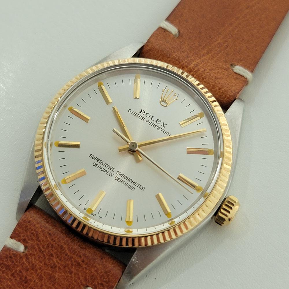 Uomo Rolex Oyster Perpetual 1005 Oro 14k SS Automatico 1970s con documenti RA181T