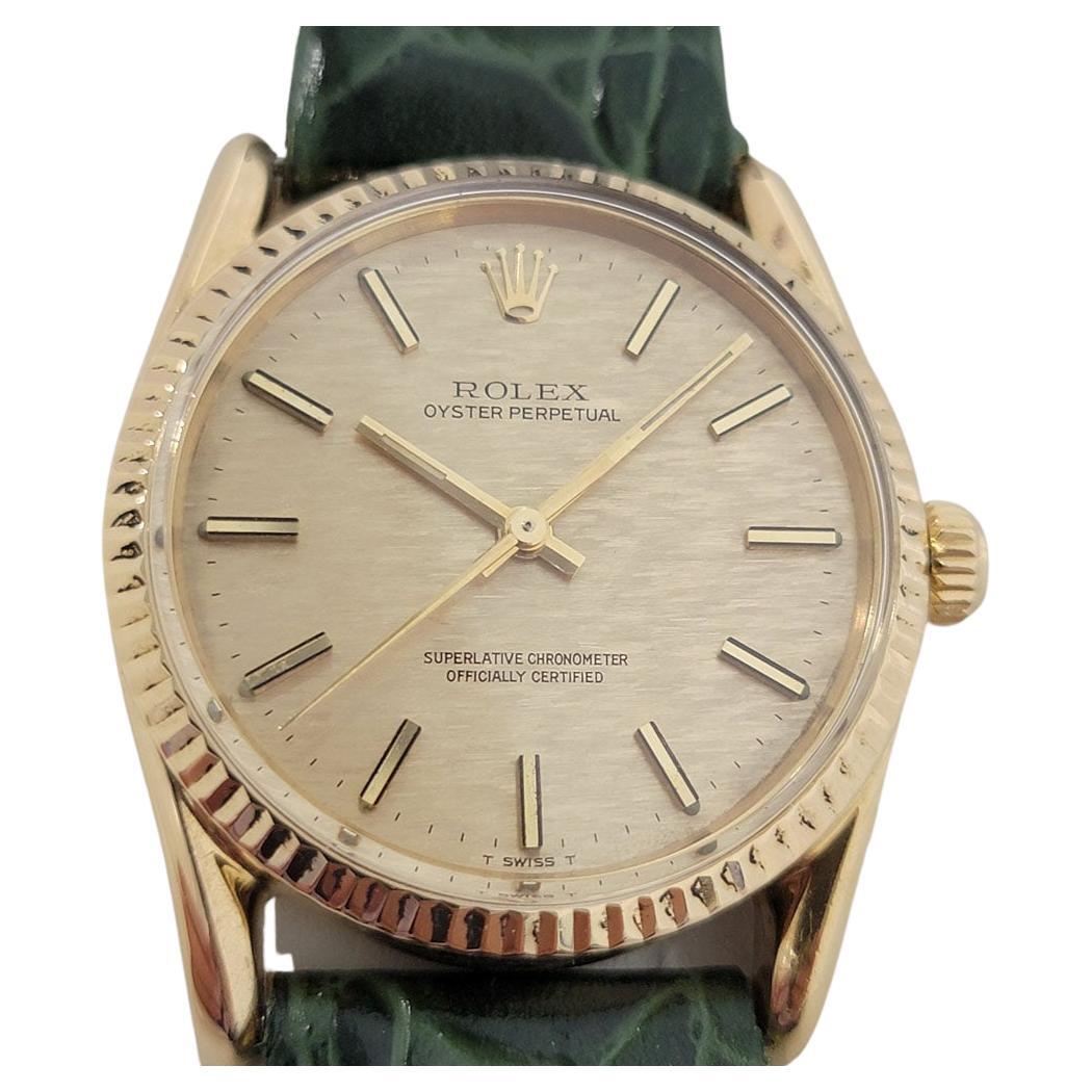 Mens Rolex Oyster Perpetual 1011 18k Gold Automatic 1970s Vintage RJC154G For Sale