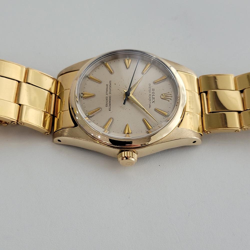 Mens Rolex Oyster Perpetual 1014 Automatic Gold Capped 1960s w Paper RA236 In Excellent Condition In Beverly Hills, CA