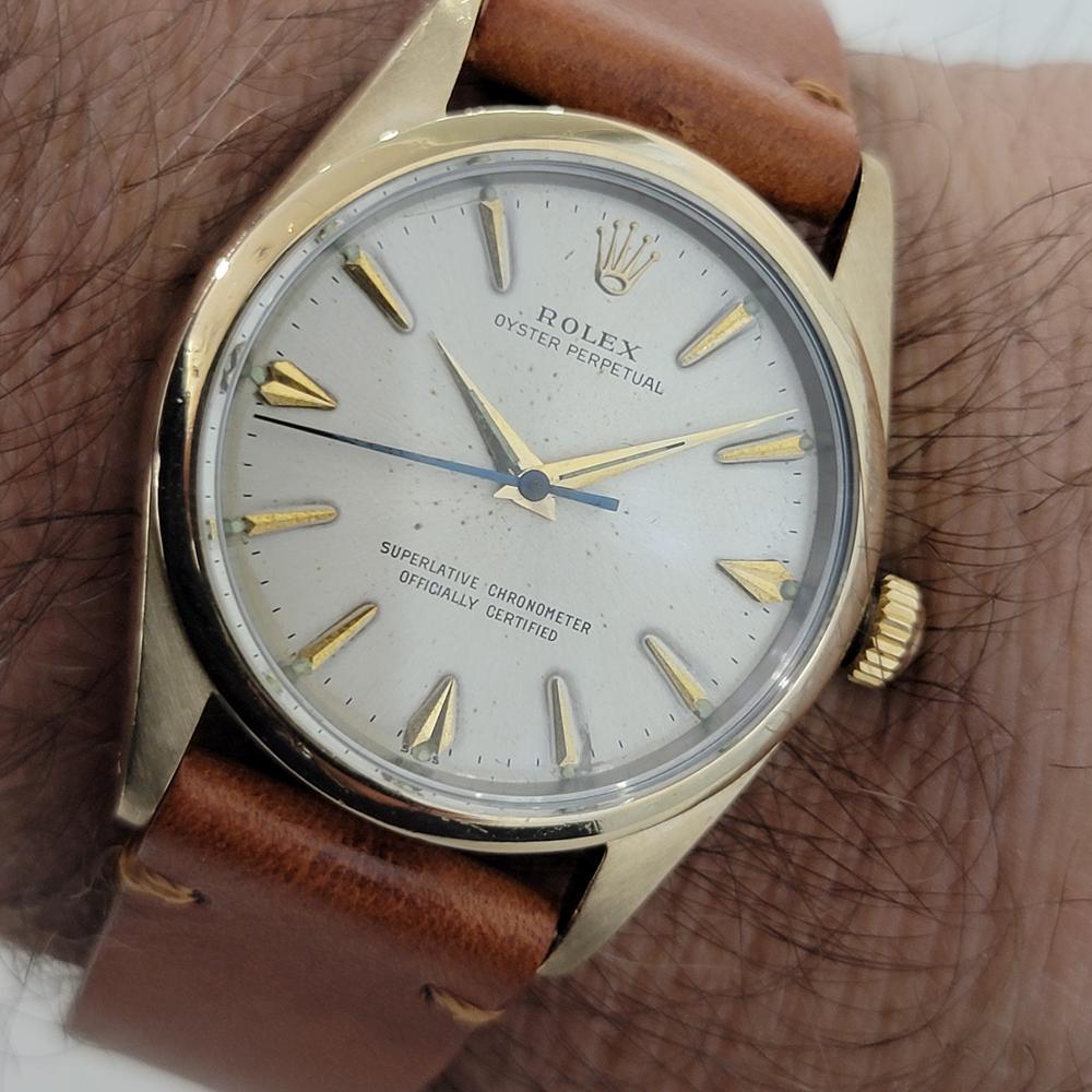 Mens Rolex Oyster Perpetual 1014 Automatic Gold Capped 1960s w Paper RA236T For Sale 5