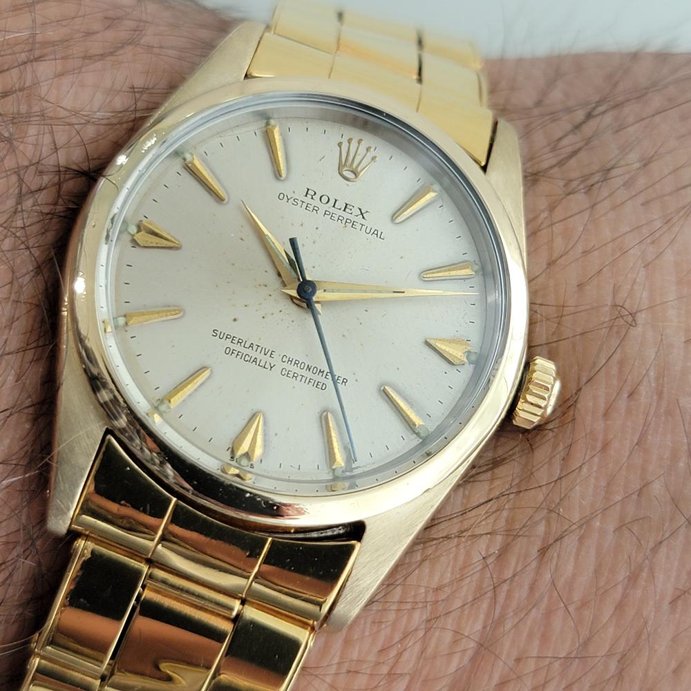 Mens Rolex Oyster Perpetual 1014 Automatic Gold Capped w Paper 1960s RA236 For Sale 3