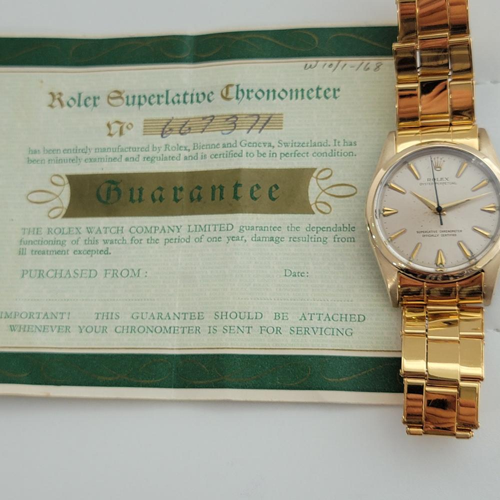 Mens Rolex Oyster Perpetual 1014 Automatic Gold Capped w Paper 1960s RA236 For Sale 4